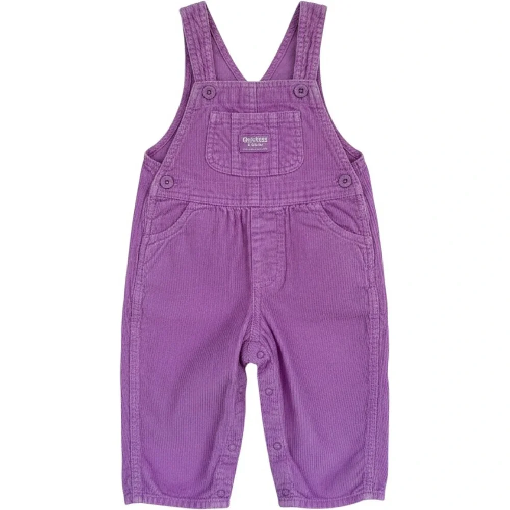 OshKosh B'gosh Corduroy Overalls Toddler 18M Purple Vintage Bibs 816-0008 90 Y2K